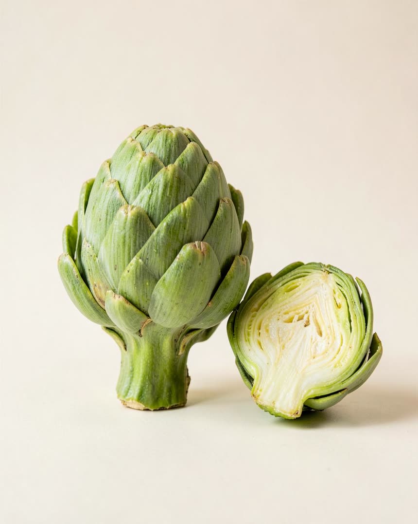 Artichoke on a light neutral background