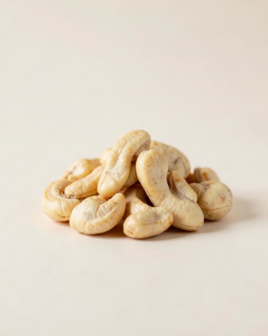 Cashews on a light neutral background
