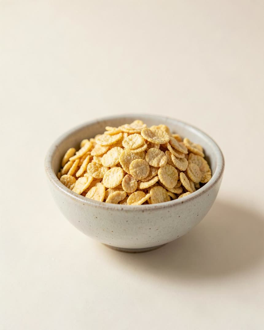Corn flakes, gluten-free on a light neutral background