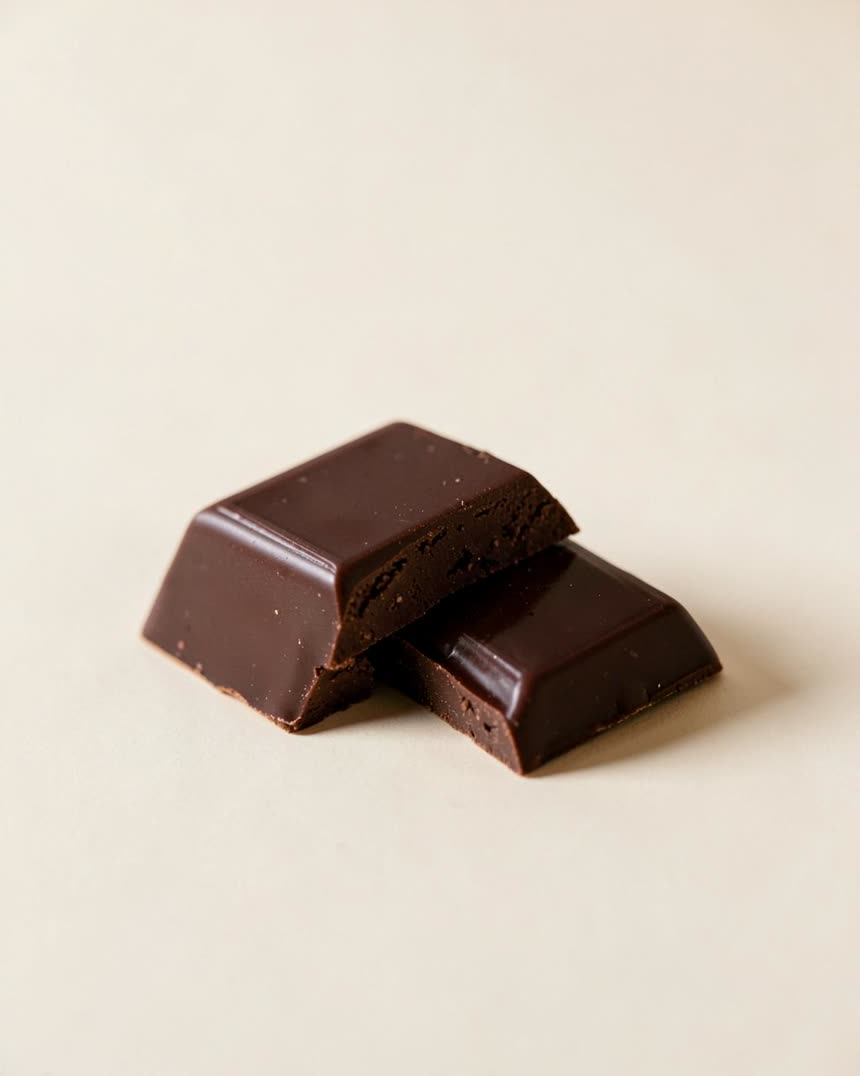 Dark chocolate, 70–85% on a light neutral background