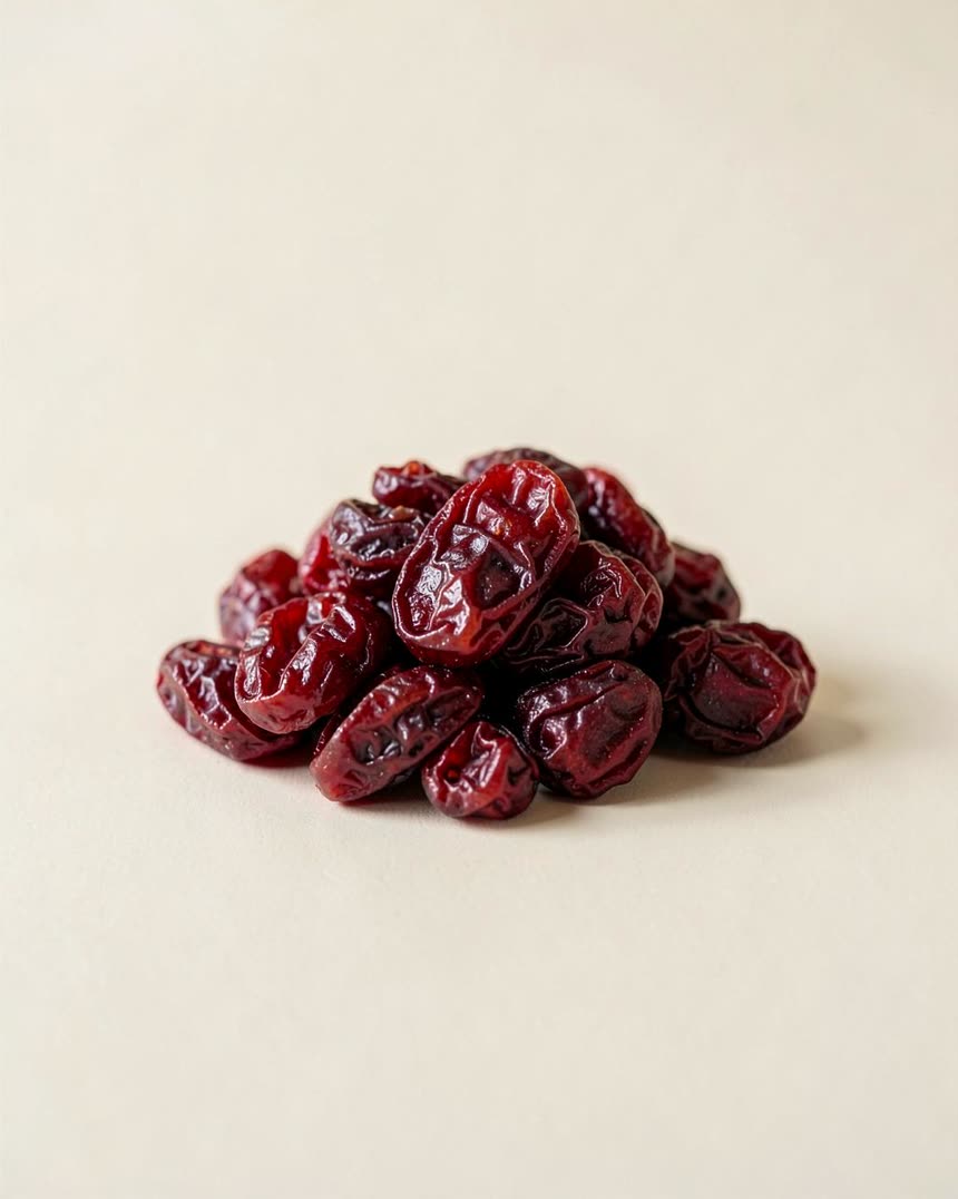 Dried cranberries on a light neutral background