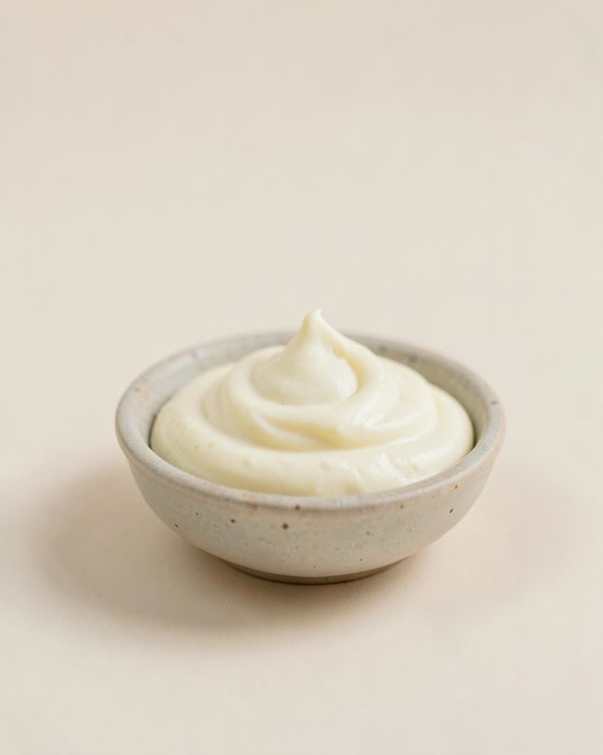 Mayonnaise on a light neutral background