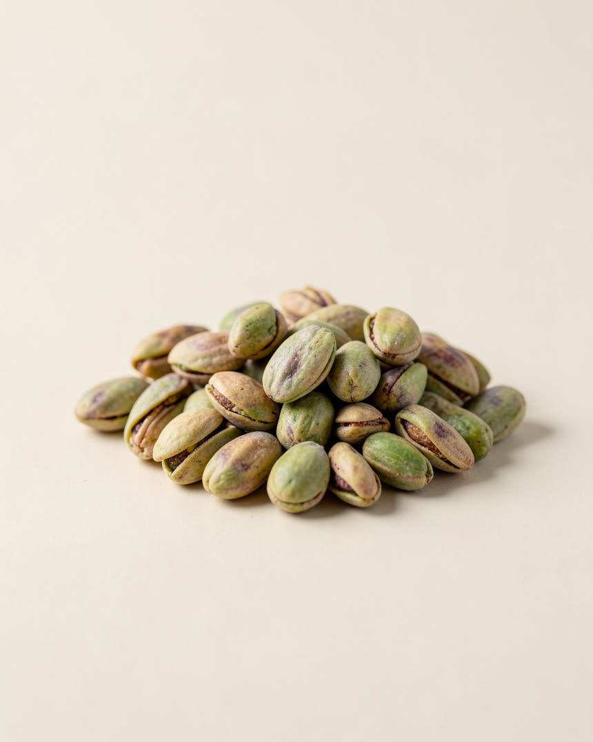 Pistachios on a light neutral background