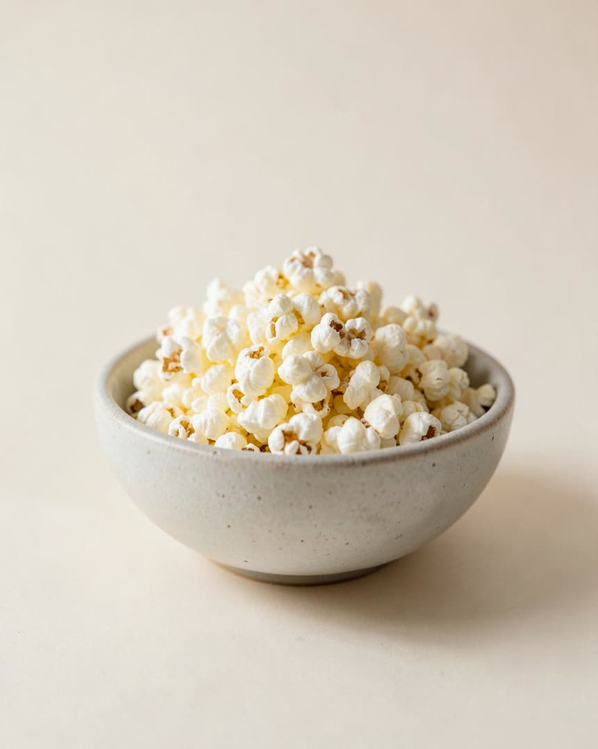 Popcorn, plain on a light neutral background