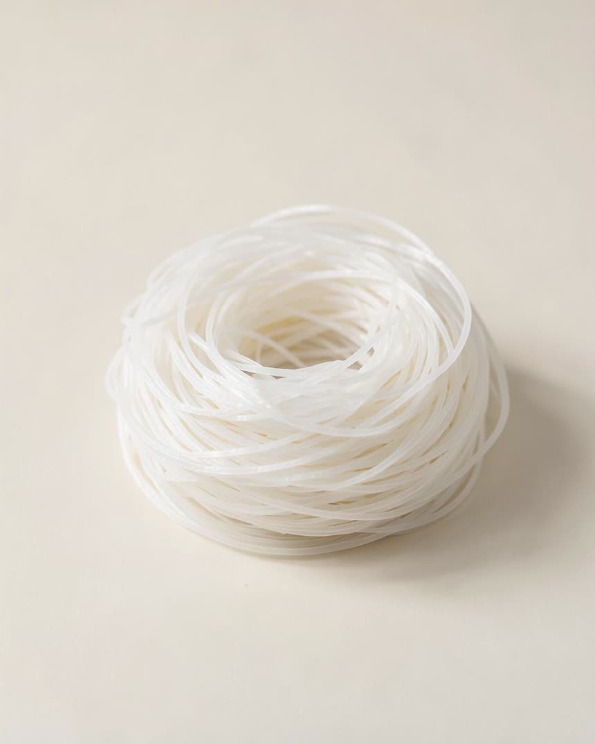 Rice noodles on a light neutral background