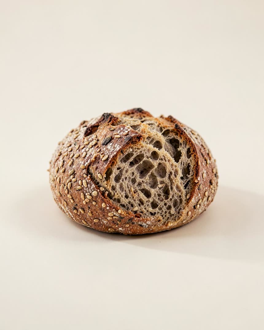 Sourdough spelt bread on a light neutral background