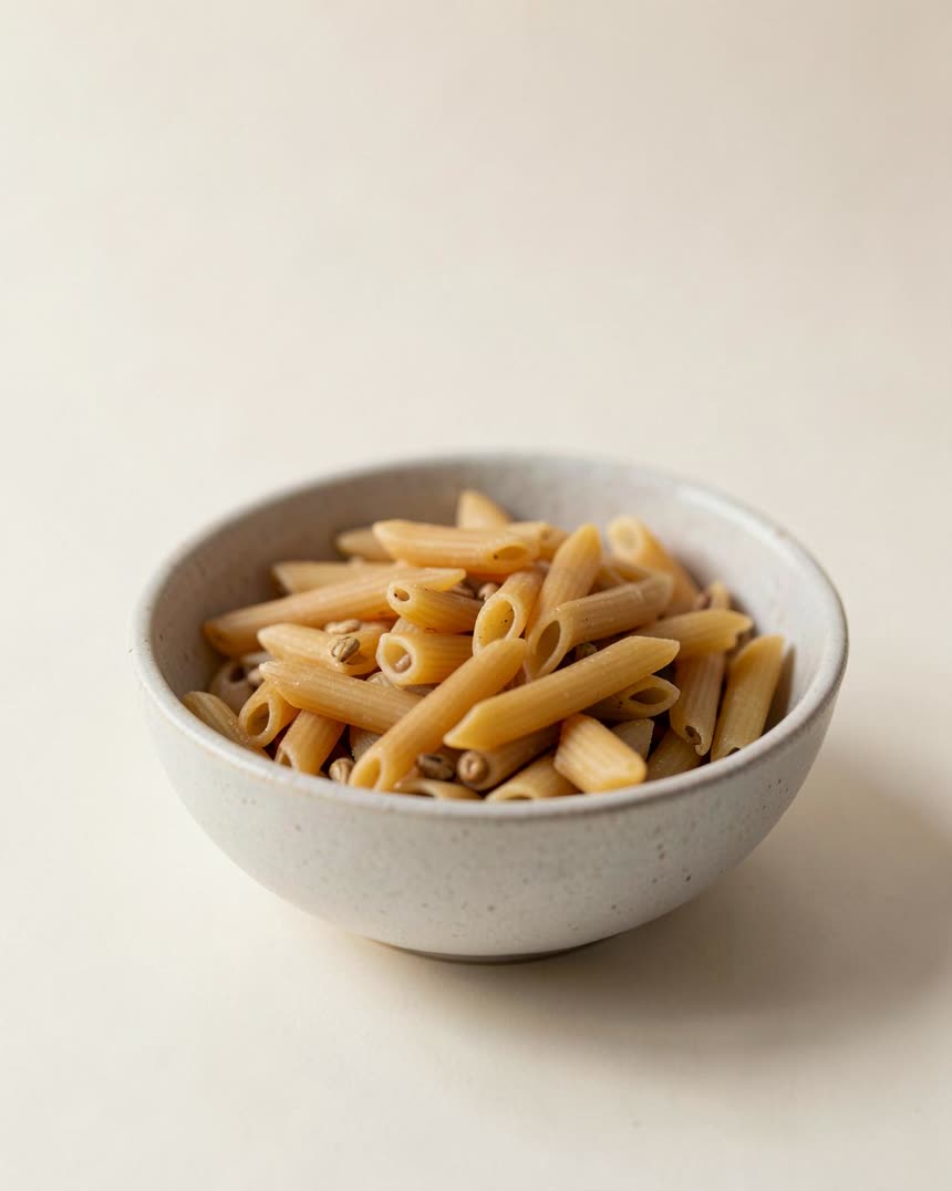 Spelt pasta on a light neutral background